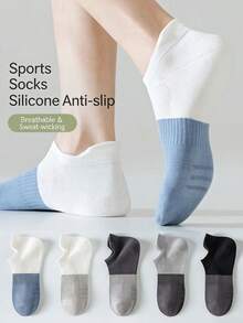 1/3/5 đôi tất thuyền nam, tất cổ thấp phối màu, tất đế silicon chống trượt, kháng mùi, tất ngắn dành cho thể thao, thường ngày, học sinh. - Nhiều màu - Xem 18