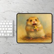 Funny Hamster Mouse Pad, Terrified Hamster With Cross Mouse Mat, Funny Animal Art, Silly Gag Gift For Office & Gaming, Cute Rodent Desk Pad - View 2