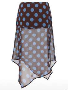 Style de rue Hot Girl Vacances Jupe asymétrique en maille transparente à pois et blocs de couleurs Tenue d'été polyvalente essentielle pour femmes - Tabac - Voir 5