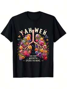 Camiseta de talla grande para mujer, tallas 0XL-5XL, camiseta de fe cristiana con la frase "Jehová, nuestro aliento dice su nombre" - Letras hebreas de la Biblia y árbol de la vida con diseño de pulmón, camiseta unisex 100% algodón puro, suave y transpirable, tallas, adecuada para iglesia, gimnasio, actividades al aire libre - Regalo inspirado en Jesús, camiseta divertida, camiseta divertida para mujer, camiseta sobre salud mental, salud mental, camiseta amable para mujer, camiseta divertida, camiseta graciosa, camiseta divertida. - Negro - Ver 2