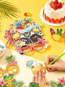 8pcs/Set Paper Hawaiian Beach Party Glasses, Tropical Themed Pool Photo Props, Suitable For Summer Beach Party, Bachelor Party, Birthday Party, Camping Decoration Or Party Favors - Summer-themed Decorative Eyeglass Frames - View 2