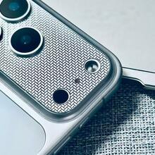 Compatible With IPhone 17 Promax/17 Pro, Alloy V-Shaped Stripes Hollow Lens Base Electroplated Soft Film, Cicada Wing One-Piece Lens Film, AR, Anti-Drop Anti-Scratch Base Net Mother's Day Gift Anniversary Gift - Blue - View 6