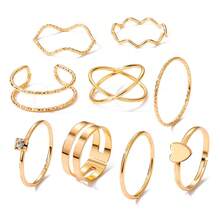 VKME Set de 9 anillos de onda de amor de material de cumplimiento de metal de lujo - XH92816841 - Ver 11