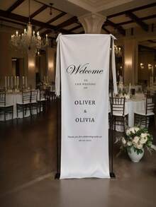 1pc Customized Wedding Banner - Personalized Bride & Groom Names/Date/Text - Easy Installation, Elegant Personalized Wedding Decor, 3 Sizes, Perfect Wedding Gift, Suitable For Lawn, Garden, Living Room, Birthday Party, Bridal Shower, Refined Design, No Power Needed, Suitable For Wedding, Engagement Party, Anniversary, Smooth Texture, Indoor & Outdoor Use, Polyester Material - Multicolor - View 7