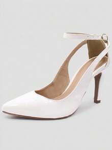 MODARPE Scarpin Pointed Toe Medium Heel Comfort Insole S10 - White Varnish - View 2