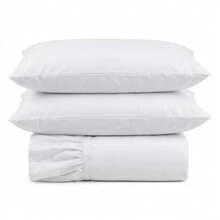 Colcha Laila Queen 400 Fios Com Babado 3 Peças Micropercal - Branco - Visão 2