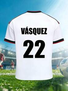 Camiseta de Fútbol para Hombre, Perfecta para el Equipo MEX, con la Impresión de "Vásquez con el Número 22" en la Espalda, Camiseta Deportiva Ideal, Cómoda y Transpirable, Disponible en Colores Blanco y Verde, Tallas S-XXXL. - Blanco - Ver 1