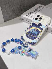 Disney Has Authorized, Phone Case - Chain Set, The Stitch Lilo & Stitch Phone Case Plus A Silicone 3D Or Fluffy Style Stitch Bracelet With Metallic Ring Removable Bracelet, Stitch And Angel Pattern, Compatible With Iphone 17/16/15/14/13/12/11/XS/XR/X Plus Pro Max, Wavy Design Phone Case For Girl, A Stylish Cartoon Summer Phone Case, The Perfect Gift Choice, Phone Protection, Durable Phone Cover, Great Gift For Friends And Family - Kiểu trắng B - Xem 6