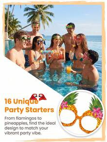 8pcs/Set Paper Hawaiian Beach Party Glasses, Tropical Themed Pool Photo Props, Suitable For Summer Beach Party, Bachelor Party, Birthday Party, Camping Decoration Or Party Favors - Summer-themed Decorative Eyeglass Frames - View 5
