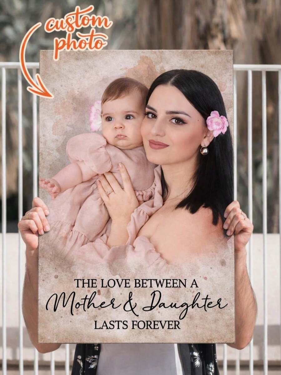 2D Custom Sketch Canvas Art, Can Include Deceased Loved Ones' Images, Add Personalized Figures, Ideal Gift And Memorial For Parents, Suitable For New Year, Available In Black & White, 2D Flat - Multicolor - View 1