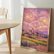 1 Stück Rosa Sternenhimmel Kunstwerk, Pastell Sonnenuntergang Ölgemälde Leinwanddruck | Moderne impressionistische Kunst Dekoration geeignet für Mädchenzimmer, Wohnheim, Wohnzimmer oder Büro, impressionistisches Landschaftsposter, Geschenk für Kunstliebhaber, gerahmt oder ungerahmt - Muster 2 - Übersicht 3