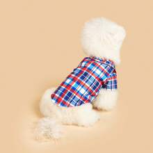 1pc Striped Plaid Print Pet Shirt Suit, Suitable For Cats And Dogs Indoor And Outdoor, Pet Spring/Summer Shirt T-Shirt, Cartoon Minimalist Casual Outfit, Lightweight Breathable All Season Fashion Elegant Cute Comfortable Dog Cat Apparel - Multicolor - View 4