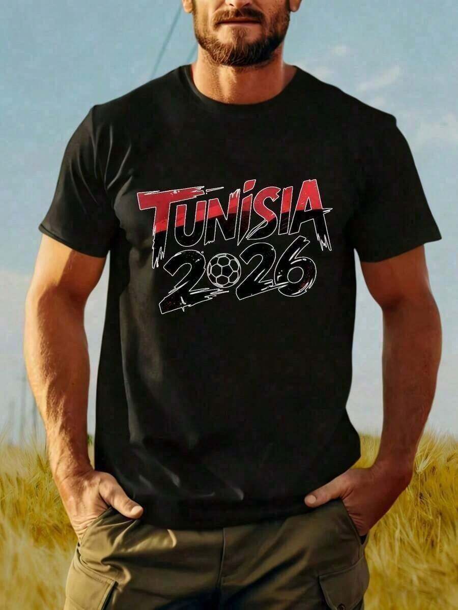 Camiseta conmemorativa de la Copa Mundial 2026, camiseta estampada, mantén el entusiasmo, una camiseta infantil para animar a tu equipo favorito, hecha de material suave y cómodo, un regalo para niños, adecuada para salidas al aire  deportes.summer - Negro - Ver 1
