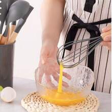 Nonstick Silicone Whisk, High Heat Resistant Silicone, Household Silicone Kitchen Utensil - Black - View 2