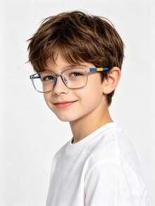 1 pieza Gafas de moda para niños con marco estrecho sin graduación, gafas de lectura que bloquean la luz azul para niños y niñas de 5 a 12 años - Gafas anti-luz azul con montura cuadrada. - Ver 7