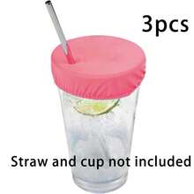 Nắp đậy đồ uống bằng polyester có lỗ cắm ống hút, có thể tái sử dụng, bảo vệ đồ uống trong các bữa tiệc, nắp đậy miệng ly cocktail co giãn, không cần nguồn điện. - Nhiều màu - Xem 9