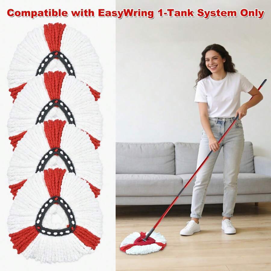 DLAIMI 1/2/4 Pcs Triangular Mop Replacement Pads Compatible With Easy Wring 1-Tank System Fluffy Microfiber Reusable Mop Refills Super Absorbent For All Floors Wear Resistant No Watermarks Carnival | Back To School - Multicolor - View 1
