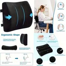 1 pieza Cojín de soporte lumbar de espuma de memoria con doble hebilla, alivia la fatiga de la cintura. Adecuado para oficina, hogar, conducción y otros escenarios. Cubierta desmontable y lavable. - 1PC - Ver 1