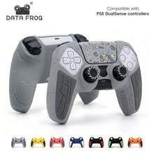 Ốp bảo vệ bằng silicon mềm Data Frog tương thích với tay cầm DualSense, lớp phủ chống trượt với nắp bọc ngón cái. - Xem 2