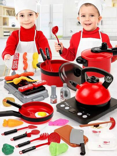 1 Set Kids Kitchen Toy Set, Girls Cooking Cutting Fruit Kitchen Utensils Children Pretend Play Educational Toy