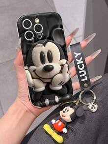 This Disney Mickey Mouse Lanyard Phone Case Is Fully Covered In TPU Material. It's Shockproof, Lightweight, And Compatible With IPhone17/16/11/13/15/15 Plus/15 Pro/15 Pro Max/12/14 Pro Max/11 Pro Max/12 Pro/12 Pro Max/13. This Phone Case Makes A Popular Birthday Gift Or Business Gift; It's Durable, Stain- And Fingerprint Resistant, And Suitable For Both Men And Women. The Set Also Includes A Mickey Mouse Phone Case And A Mickey Mouse Plush Bracelet. It's A Perfect Gift For Friends And Family. This Stylish Phone Case Is Fun, Lightweight, And Durable. IPhone17 Pro Max Phone Case, Minnie Mouse Phone Case. - trắng - Xem 3