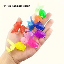 21/14 Floating Plastic Goldfish Toys, Suitable For Indoor And Outdoor Water Games, Summer And Winter Party Decorations And Supplies - Party Supplies - Fish-Catching Toys, Christmas, Thanksgiving, New Year Party Gifts, Bright And Colorful With A Comfortable Touch, Small Fish Length 5cm, A Total Of 7 Colors (Colors Are Random) - 21Pcs - View 5
