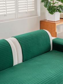 1pc Solid Color Ultrasonic Process Sofa Cover, 3D Striped Design Sofa Cushion Jacquard Quilted Craft, Warm And Soft, Pet-Friendly, Dirt-Resistant And Scratch-Resistant, Suitable For All Seasons, Applicable To Living Room, Bedroom, Outdoor, Suitable For 1/2/3/4 Seater Sofa Cover - Green - View 9