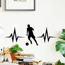 1pc Playing Football Wall Sticker ,2D Flat Printing ,Suitable As A Gift For Children Window Sticker, Creative Self-Adhesive Window Sticker ,Removable , Suitable For Living Room, Bedroom, Dining Room, Study, Bathroom - A - View 5