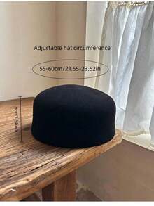 100% Wool British Retro Wool Pillbox Hat, Brimless Round Box Cap, Domed Small Hat, Fashionable French Black European And American Beret - màu đen - Xem 7