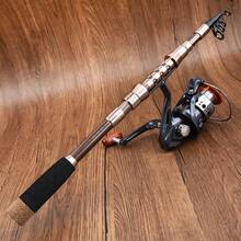 Telescopic Carbon Fiber Fishing Rod With Spinning Reel Metal Spool Lightweight Portable Fishing Combo - Champagne - View 1