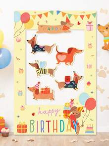 1 Set Dackel Hund Geburtstag Fotorahmen, Fröhlicher Geburtstag Selfie Fotorahmen mit Requisiten, Würstchenhund Themen Party Zubehör, süße Welpen Hund Party Dekoration für Erwachsene, Baby-Dusche Dekoration, Welpen Geburtstags Party Zubehör, Geburtstags Party Fotobox Requisiten, Geburtstags Veranstaltung Fotografie Accessoires, Heim-Dekoration, Wohnzimmer Dekoration, Garten Ornamente - Dackel - Übersicht 3