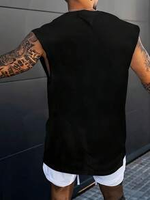 Playera sin mangas nueva para caballero, verano, holgada y transpirable, ideal para playa, cómoda y versátil - Negro - Ver 2