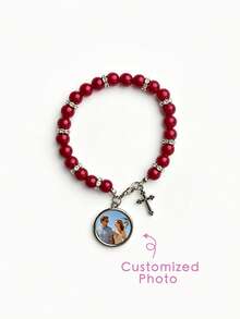 1pc Customized Couple Photo Beaded Bracelet, Jewelry Gift With Engraved Photos, Ideal Anniversary/Valentine's Day Gift For Girlfriend/Boyfriend, Fashionable & Casual Style, Suitable For Anniversary, Birthday, Daily Wear, Graduation, Wedding, Perfect Gift For Her, Him, Girlfriend, Boyfriend, Parents, Family, Friends - Multicolor - View 13