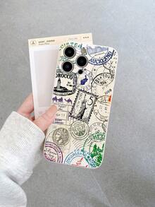 印花图案彩色直边TPU手机壳，兼容苹果17、16、15、14、13、12、11 Pro Max系列，防摔，便携 - 米色 - 查看 3
