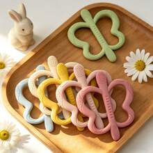 Infant Butterfly Teething Stick, Silicone Teether, Double Handle Teething Toy For Babies - Multicolor - View 5