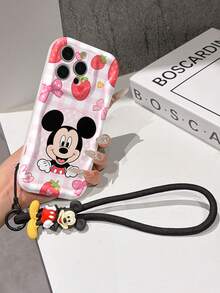 This Disney Mickey Mouse Lanyard Phone Case Is Fully Covered In TPU Material. It's Shockproof, Lightweight, And Compatible With IPhone17/16/11/13/15/15 Plus/15 Pro/15 Pro Max/12/14 Pro Max/11 Pro Max/12 Pro/12 Pro Max/13. This Phone Case Makes A Popular Birthday Gift Or Business Gift; It's Durable, Stain- And Fingerprint Resistant, And Suitable For Both Men And Women. The Set Also Includes A Mickey Mouse Phone Case And A Mickey Mouse Plush Bracelet. It's A Perfect Gift For Friends And Family. This Stylish Phone Case Is Fun, Lightweight, And Durable. IPhone17 Pro Max Phone Case, Minnie Mouse Phone Case. - trắng - Xem 4