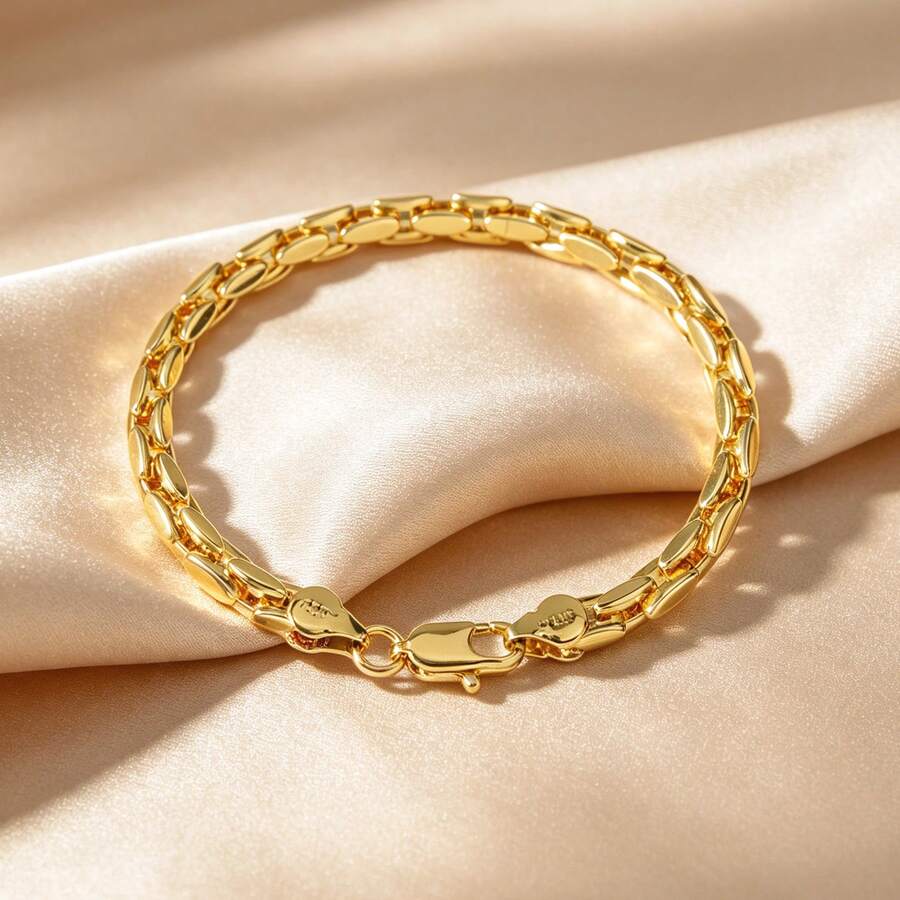 1 chiếc vòng tay dạng dây vuông rỗng, mạ vàng 18K tối giản, phù hợp cho cả nam và nữ, thích hợp đeo hàng ngày và dự tiệc, trang sức nhiều lớp thời trang. - Vàng - Xem 1