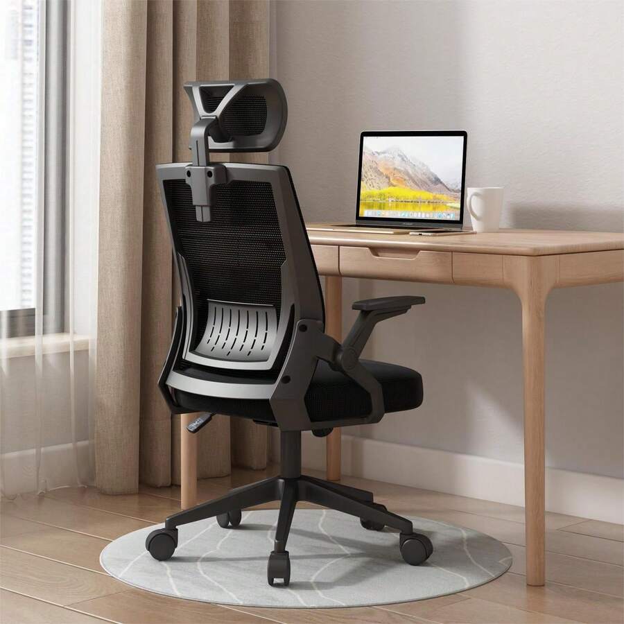 Ergonomic Office Chair With Separate Lumbar Support Backrest - Black - View 1