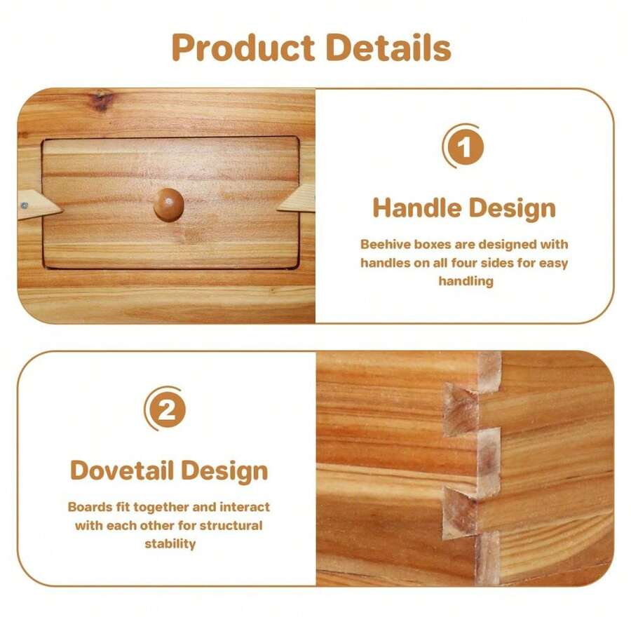Kit de inicio de colmena Langstroth de cedro superior - 10 cuadros, 1 caja profunda y 1 caja media, recubierto al 100% con cera de abejas, cuadros preensamblados, madera de cedro duradera, ideal para jardín, granja, principiantes y profesionales. - B - Ver 1