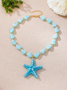 1件海洋风多巴胺亚克力海星吊坠项链，适合女士夏季海滩、派对佩戴 - 海星2 - 查看 10
