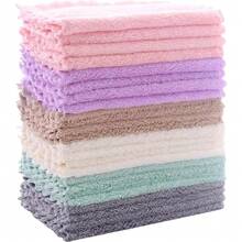 24 Pack Kitchen Dishcloths - Does Not Shed Fluff - Reusable Dish Towels, Dish Cloths, Super Absorbent Coral Fleece Cleaning Cloths, Nonstick Oil Washable Fast Drying, 7 X 9 Inch (Multicolor) - Nhiều màu - Xem 1