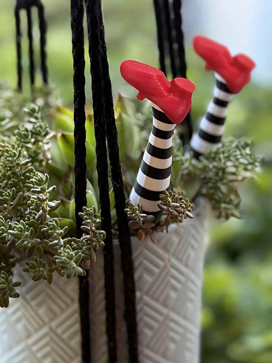 1 Set Penyangga Tanaman Kaki Penyihir dari Wizard of Oz, Dekorasi Pot Bunga Kaki Penyihir Resin Lucu Cocok untuk Sukulen, Pot Bunga, Halaman, Teras, Dekorasi Taman Sehari-hari - Beraneka warna - View 1