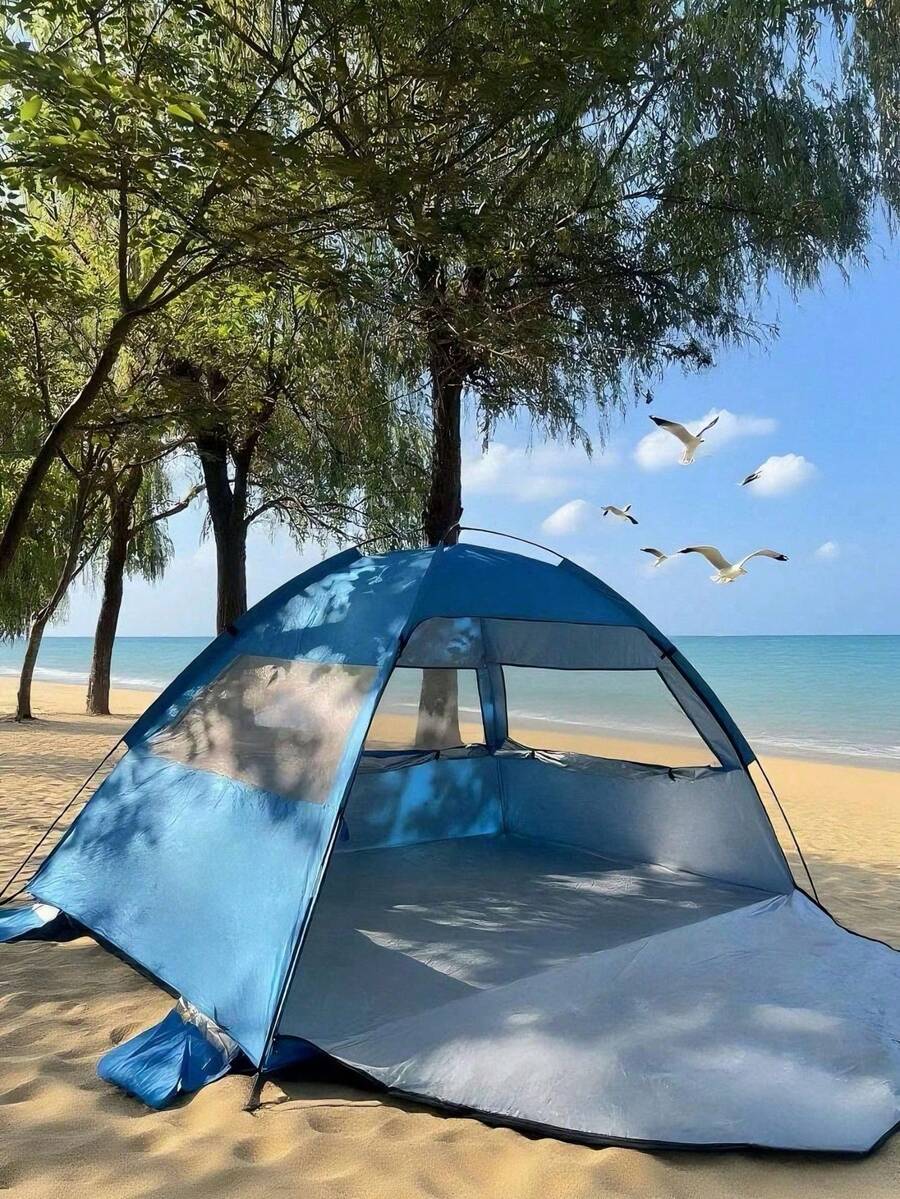 Lều bãi biển cỡ lớn dành cho 1-3 người, thiết kế 1 cửa 3 cửa sổ để thông gió, thích hợp cho dã ngoại, câu cá, leo núi, cắm trại, dễ dàng lắp đặt, lều chống nắng di động. - B - Xem 1