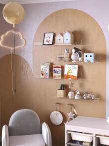 1 Set Acrylic Bathroom Wall Mounted Storage Rack, No Drilling Required, Transparent - Clear - View 3