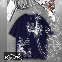 Premium 100% Cotton T-Shirt ASHSTAR "Gothic Y2K" - 藏蓝色 - 查看 1
