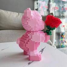 1000pcs Bouquet Bear Building Blocks Puzzle, Romantic Assembly Toy Collection Model Home Decor Birthday Gift, 1 Piece Room Decor, Office And Home Decoration, Durable Plastic Construction Kit, Perfect Gift For Halloween/Thanksgiving/Christmas - Multicolor - View 6