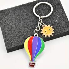 Rainbow Hot Air Balloon Keychain, Cute Sun Pendant, Car Key Chain, Bag Charm With Sun Decor, Enamel Keyring, Women's Style, Creative Bag Accessory, Sun Keychain, Lucky Small Gift For Friends Birthday - Multicolor - View 5