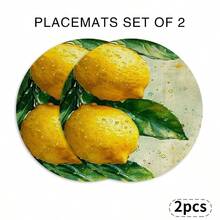 A Circular Featuring Fresh Lemon, Green Leaves, And Water Droplets, Suitable For Use In Spring, Summer, Autumn, And Winter. It Adopts A Multi-Color Pattern Design And Is Woven From 100% Polyester Fiber - Multicolor - View 20