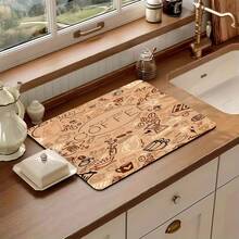 1 pieza Felpudo de cocina súper absorbente y de secado rápido con base antideslizante, apto para barra de café, mesa de comedor - Superficie de fácil limpieza y diseño de secado rápido, se adapta a cocinas modernas o tradicionales, accesorios de barra de café, decoración del hogar con estilo - Adicción al café - Ver 6