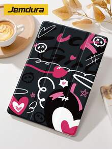 1 pièce Étui de protection pour tablette avec motif de diable sweetheart, anti-chute, avec porte-stylet, fonction de sommeil/réveil, compatible avec Samsung, Huawei, Xiaomi et iPad - Multicolore - Voir 1